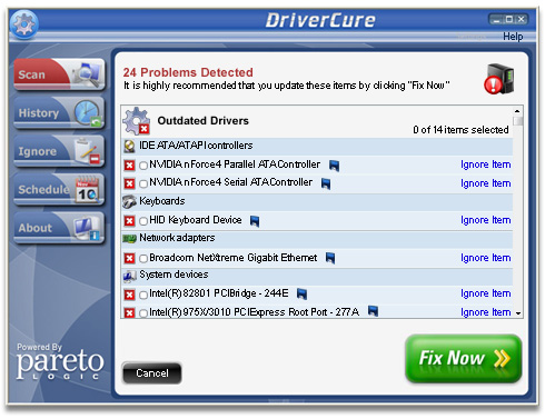 Download Free Scan: ParetoLogic DriverCure’s detailed scanning results show you which drivers you need!