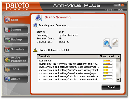 Download Free Scan: ParetoLogic Anti-Virus PLUS thoroughly scans your computer to locate and remove viruses, malware and rootkits